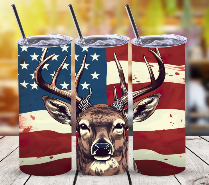 American Flag Buck | Skinny Tumbler