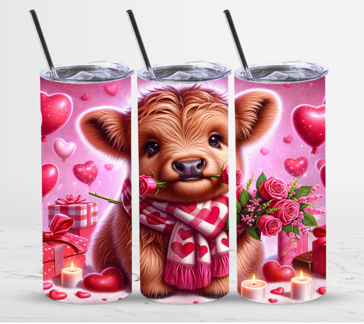 Valentine Calf with Roses| Skinny Tumbler