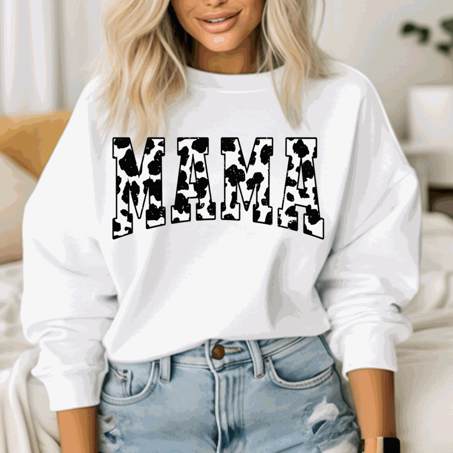 Cowhide Print "Mama" | Graphic Sweatshirt