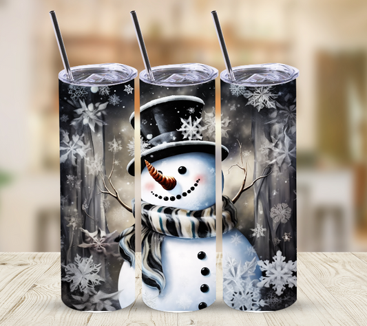 Black and White Snowman | Skinny Tumbler
