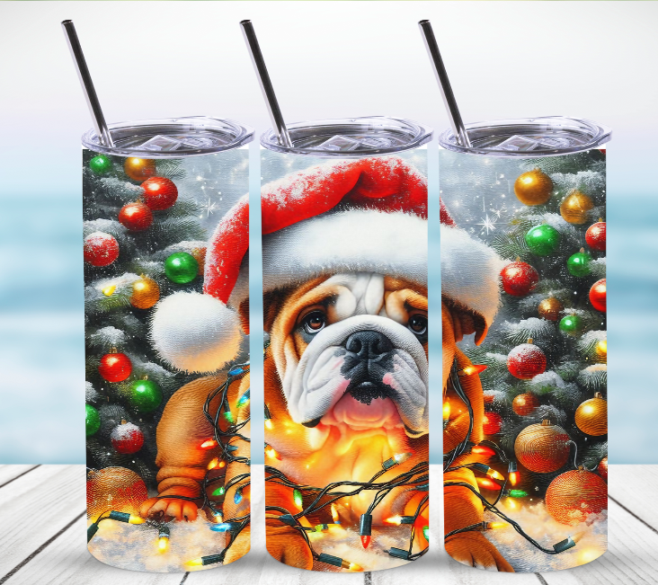 Christmas Bulldog | Skinny Tumbler
