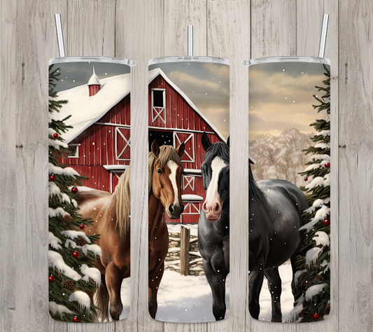 Winter Horses| Skinny Tumbler