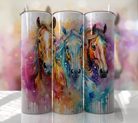 Watercolor Horses | Skinny Tumbler