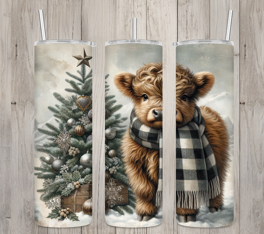 Vintage Christmas Cow | Skinny Tumbler