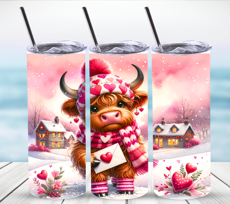 Valentine Calf with Letter | Skinny Tumbler