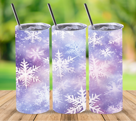 Purple Snowflakes | Skinny Tumbler