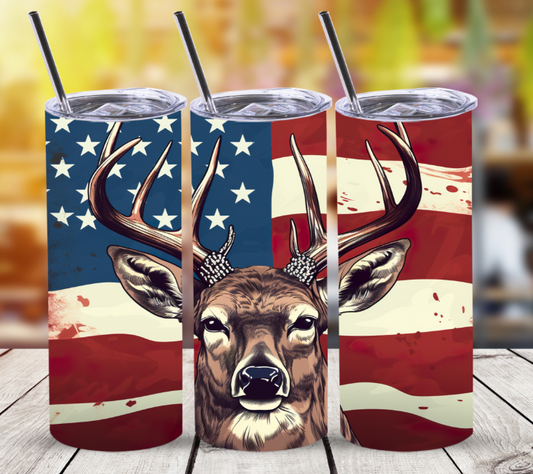 American Flag Buck | Skinny Tumbler