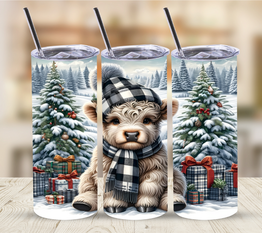 Christmas Cow with Presents | Skinny Tumbler