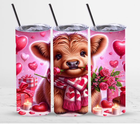 Valentine Calf with Roses| Skinny Tumbler