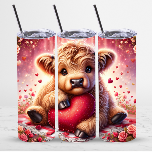 Valentine Calf with Hearts | Skinny Tumbler